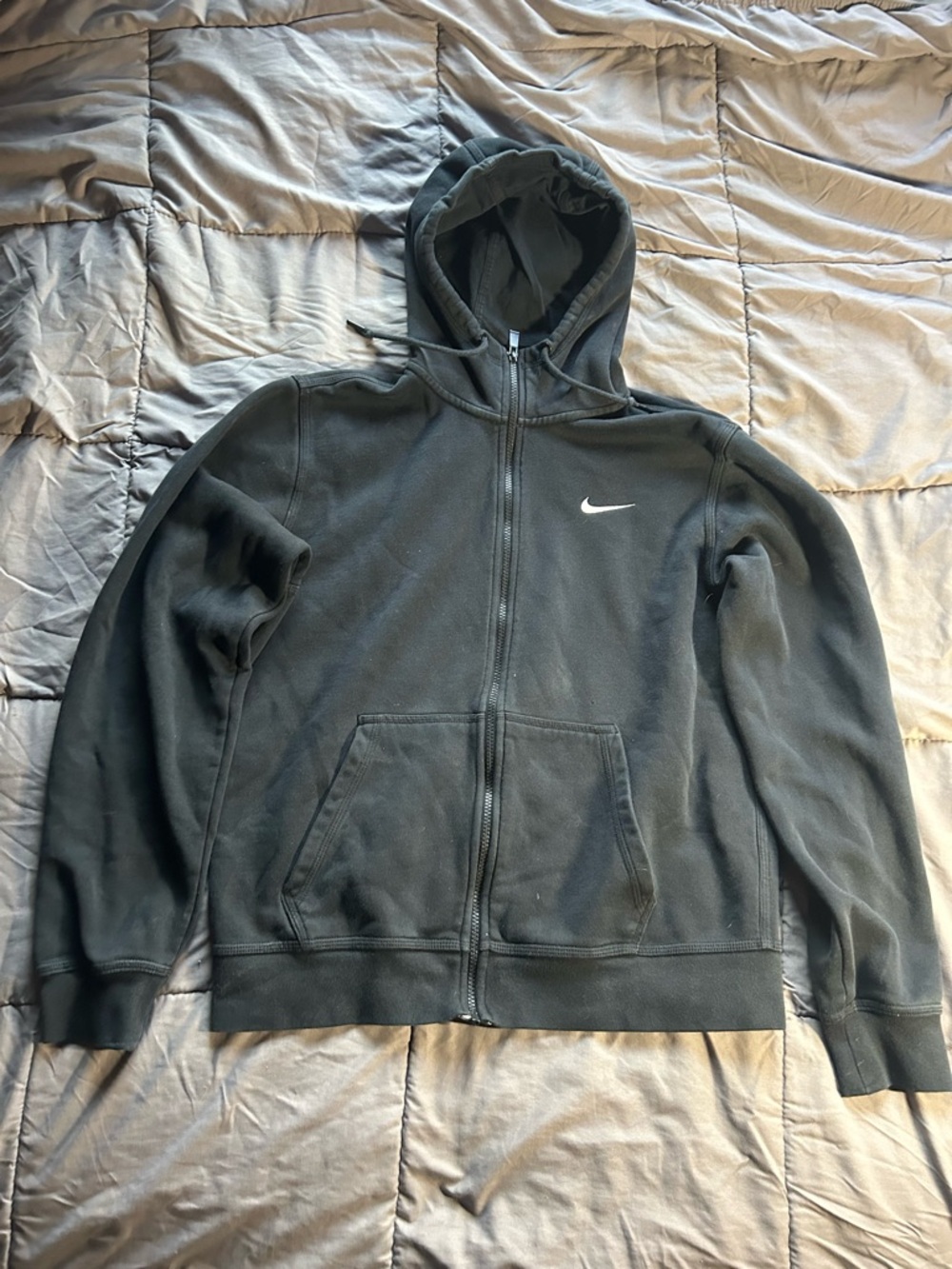 Nike Black Zip Hoodie with White Swoosh